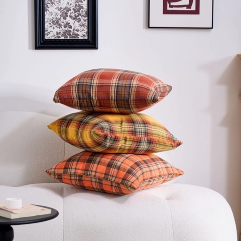 Amerikanischer Stil Karo Kissenbezug Baumwolle Schottenkaro Kissenhülle Weihnachten Dekorativer Sofa Kissenbezug Zuhause