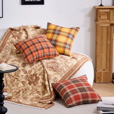 Amerikanischer Stil Karo Kissenbezug Baumwolle Schottenkaro Kissenhülle Weihnachten Dekorativer Sofa Kissenbezug Zuhause