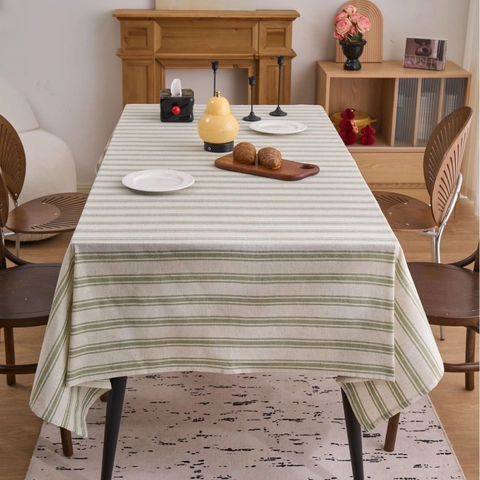 Japanischer Stil Garngefärbt Gestreifte Tischdecke Polyester-Baumwoll-Mischung Rechteckige Tischdecke Für Esszimmer Deko