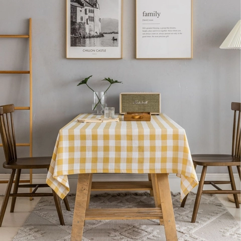 French Plaid Rectangular Tablecloth Polyester Dustproof Decorative Table Cover Gingham Tablecloth For Dining Room Home Decor