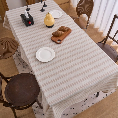 Japanischer Stil Gestreifte Tischdecke Polyester Baumwolle Mischung Rechteckige Dekorative Tischabdeckung Für Esszimmer Küche Dekor