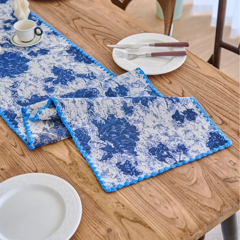 Pastoral Jacquard Floral Table Runner With Scalloped Edging Butterfly Embroidered Cotton Polyester Table Cloth Home Party Decor