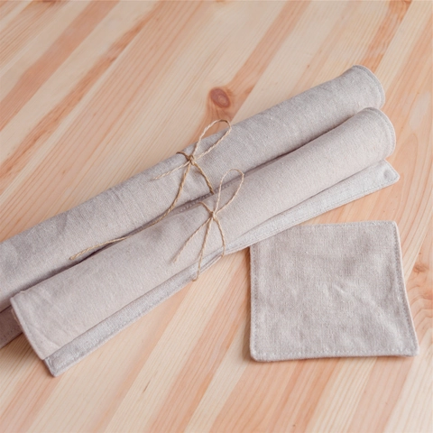 Pastoral Natural Linen Cotton Blend Placemat Heat Resistant Coaster Minimalist Rustic Woven Table Mat For Dining Table Home Decor