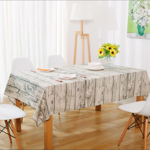 Mantel de Algodón y Lino con Patrón de Grano de Madera Nórdico Rectangular Antipolvo para Comedor Cocina Decoración