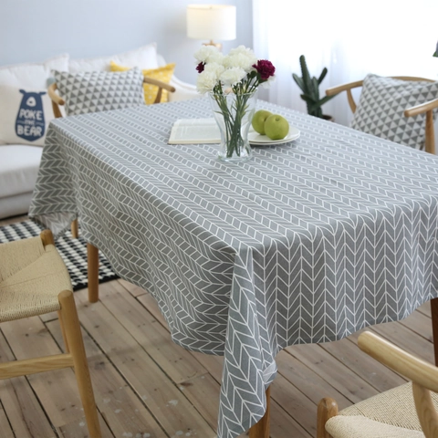 Mantel Moderno Minimalista de Espiga de Algodón y Lino Rectangular Para Comedor Cocina Hogar Decoración