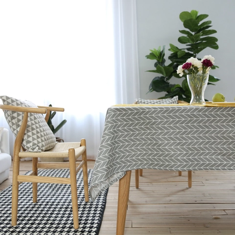 Mantel Moderno Minimalista de Espiga de Algodón y Lino Rectangular Para Comedor Cocina Hogar Decoración