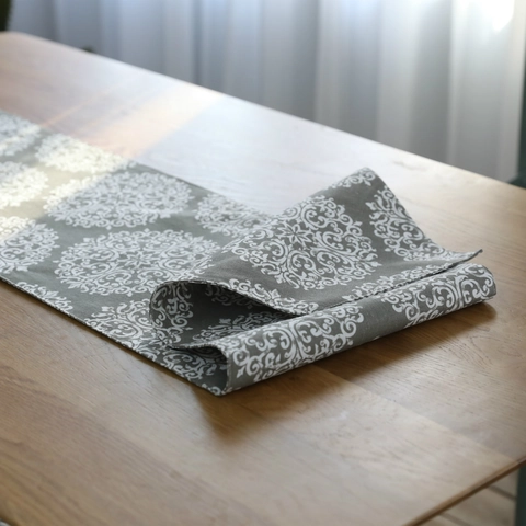 Mandala Cotton Linen Table Runner Grey White Vintage Style Tablecloth For Kitchen Dining Table Decoration Home Party Decor