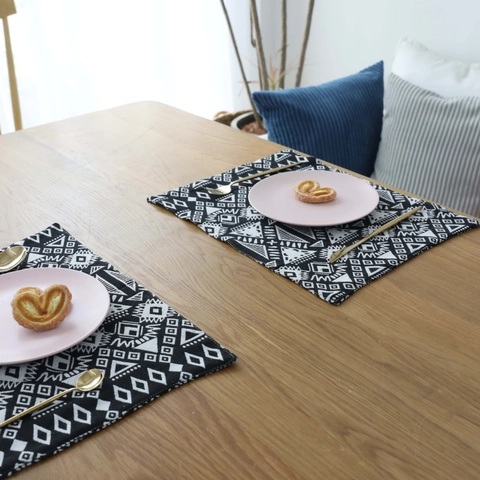 Bohemian Geometric Cotton Linen Placemats Nordic Ethnic Style Double Sided Jacquard Heat Resistant Table Mats Home Decor