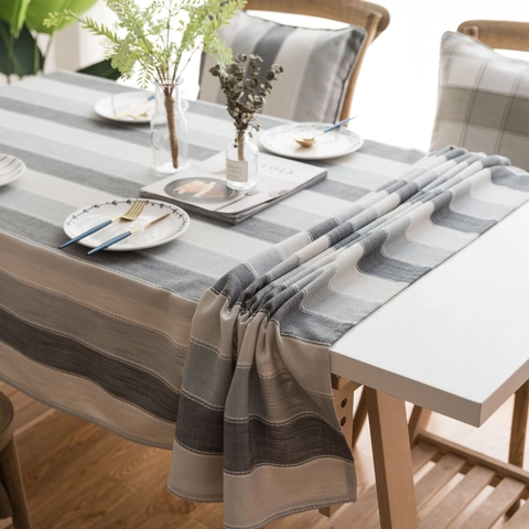 Mantel Impermeable de Rayas Minimalista Nórdico Lujo Moderno Poliéster Rectangular Cubierta de Mesa para Comedor Cocina Decoración Hogar