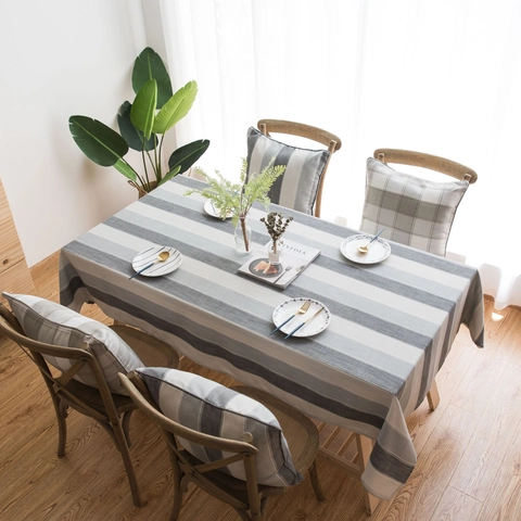 Mantel Impermeable de Rayas Minimalista Nórdico Lujo Moderno Poliéster Rectangular Cubierta de Mesa para Comedor Cocina Decoración Hogar