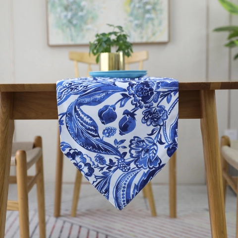 Vintage Floral Cotton Table Runner Peacock Blue Red Paisley Pattern Dining Room Decor Home Textiles Long Table Cover