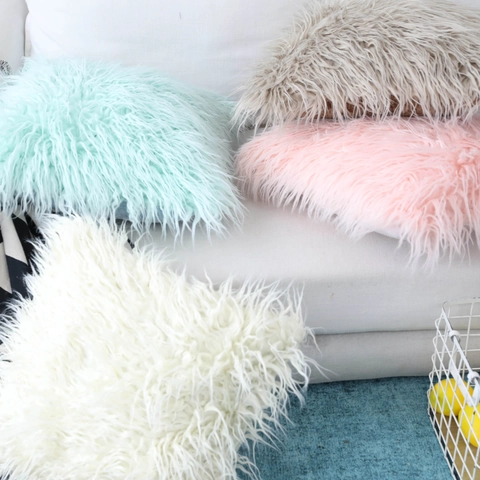 Shaggy Faux Fur Cushion Cover Soft Long Plush Pillowcase Solid Color Decorative Throw Pillow Case For Sofa Home Decor