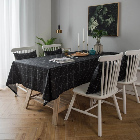 Tovaglia Minimalista Moderna con Motivo Geometrico Misto Cotone Lino Rettangolare Copritavolo per Sala da Pranzo Cucina Decor