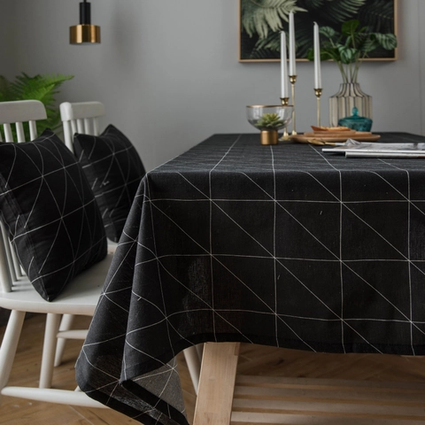 Tovaglia Minimalista Moderna con Motivo Geometrico Misto Cotone Lino Rettangolare Copritavolo per Sala da Pranzo Cucina Decor
