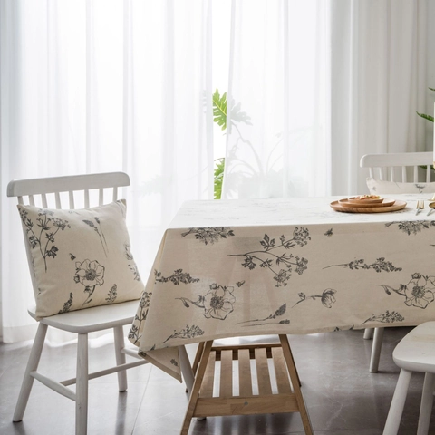 Nordisch Baumwolle Leinen Tischdecke Rechteckig Waschbar Staubdicht Esstisch Abdeckung Blumen Biene Druck Home Küche Dekor