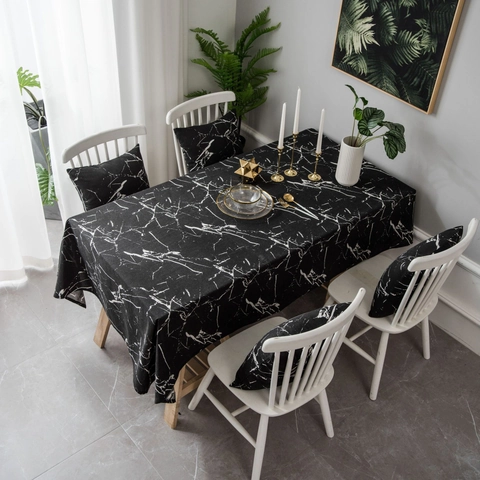 Nordisch Modern Marmormuster Tischdecke Baumwollmischung Rechteckig Esstisch Abdeckung Staubdicht Dekor Für Zuhause Küche Büro