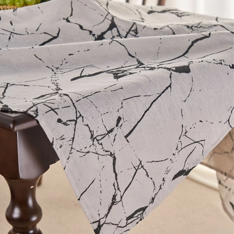 Mantel de Patrón de Mármol Moderno Minimalista de Mezcla de Algodón y Lino Rectangular Estampado Antipolvo Cubierta de Mesa