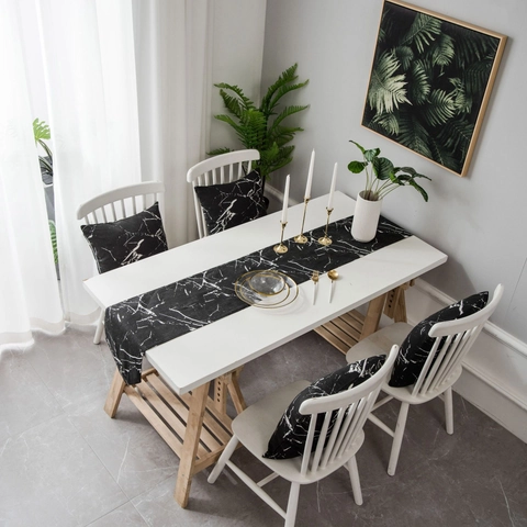 Camino de Mesa con Estampado de Mármol Nórdico en Tela Mezcla de Algodón y Lino Decoración de Mesa Moderno Minimalista para Hogar Cocina