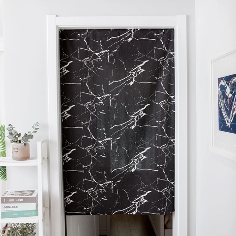 Modern Minimalist Marble Print Fabric Door Curtain Nordic Style Hanging Curtain Partition For Kitchen Bathroom Home Decor