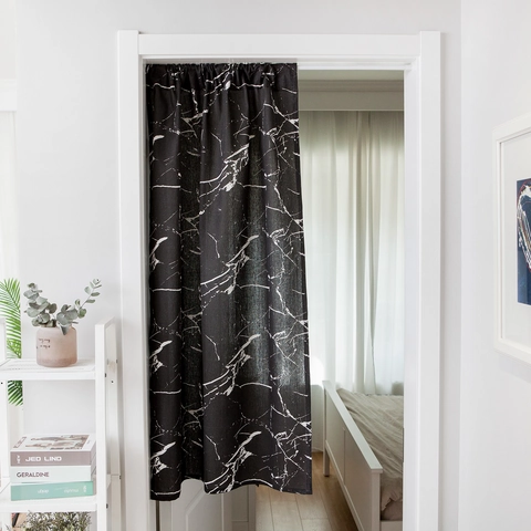 Modern Minimalist Marble Print Fabric Door Curtain Nordic Style Hanging Curtain Partition For Kitchen Bathroom Home Decor
