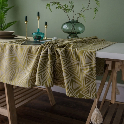 Geometrische Jacquard Tischdecke Mit Quasten Polyester Baumwolle Faux Leinen Tischläufer Rechteckige Esstisch Abdeckung Dekor