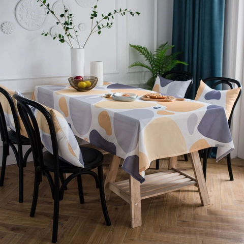 Nordic Minimalist Waterproof Polyester Tablecloth With Abstract Pebble Print Rectangular Kitchen Dining Table Cover Home Decor