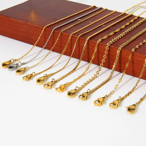 Minimalist Stainless Steel Chain Necklace For Women Gold Silver Plated DIY Jewelry Basic Versatile Choker Plain Necklace