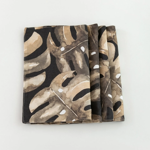 Monstera Leaf Pattern Polyester Placemat Nordic Tropical Plant Design For Dining Room Table Decoration Heat Resistant
