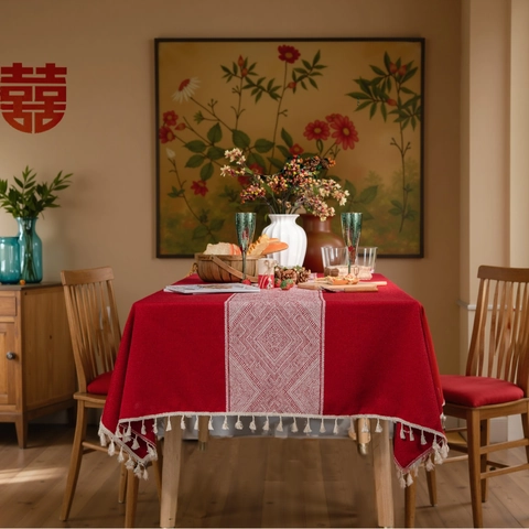 Nordische Jacquard Tischdecke Mit Rautenmuster Und Quasten Rechteckiger Polyester Stoff Für Hochzeit Esszimmer Tisch Deko Zuhause