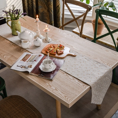 Pastoral Baumwolle Leinen Tischläufer Gänseblümchen Blumendruck Dekorative Tischdecke Für Esszimmer Couchtisch Sideboard