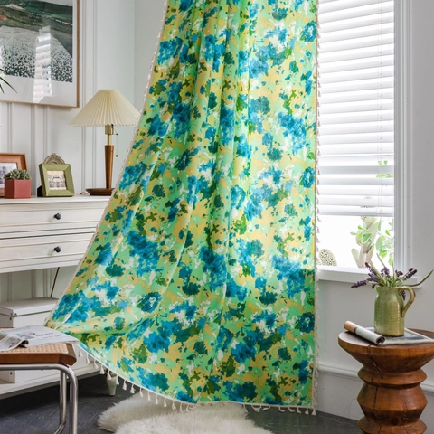 Rideaux Bohèmes En Coton Avec Glands Traitements De Fenêtre Abstraits Semi-Occultants Pour Décor De Salon Chambre À Coucher