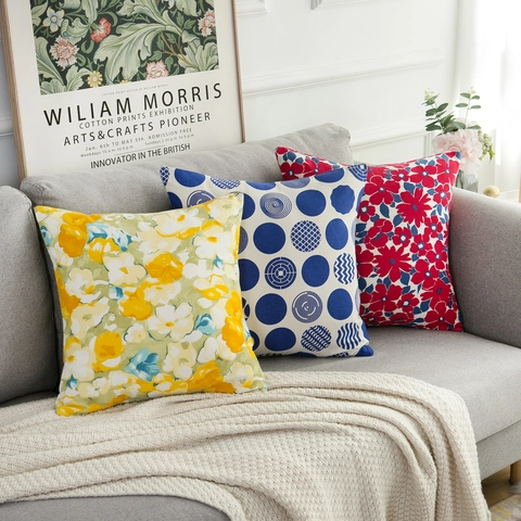 Modern Cotton Square Pillowcase Double Sided Printed Floral Geometric Camouflage Cushion Cover For Sofa Living Room Decor