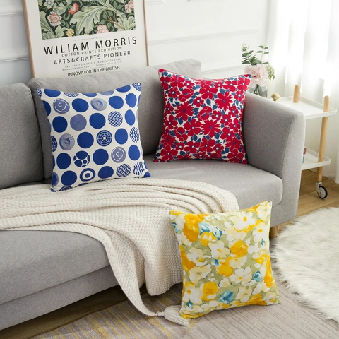 Modern Cotton Square Pillowcase Double Sided Printed Floral Geometric Camouflage Cushion Cover For Sofa Living Room Decor