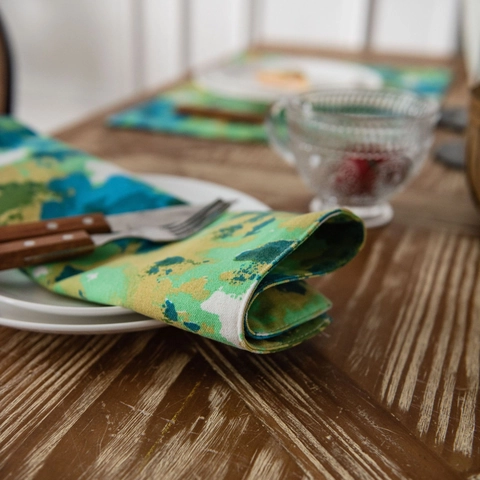 Abstract Aquarel Tie Dye Placemat Katoen Linnen Hittebestendige Tafelmat Camouflage Print Rechthoekig Dubbellaags Diner Decoratie