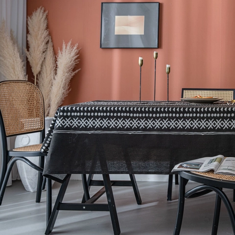Boho Baumwollmischung Tischdecke Rechteckig Geometrischer Druck Tischdecke Für Esszimmer Küche Zuhause Dekor