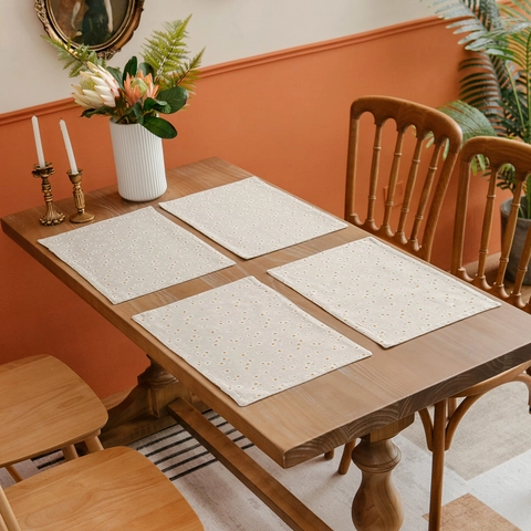 Tovagliette in Cotone Lino con Stampa Floreale Margherite Rettangolari Decorative Stile Rurale per Cucina Sala da Pranzo
