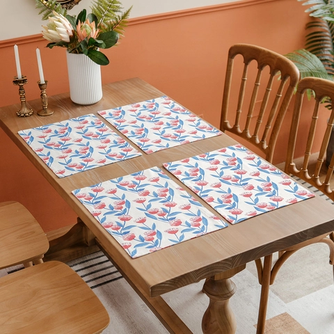 Platzsets Aus Baumwolle Und Leinen Mit Blumendruck Europäischer Pastoralstil Hitzebeständige Tischmatten Für Esszimmer Küche Zuhause