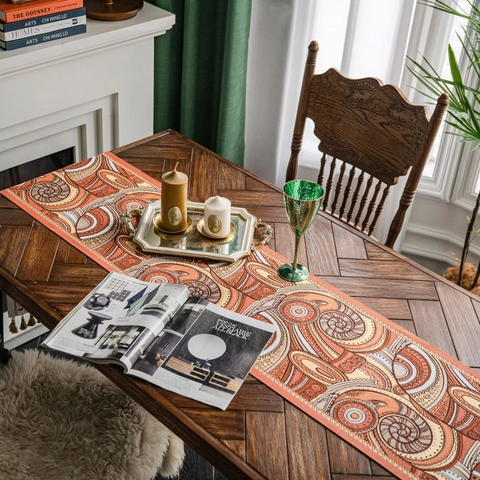 Vintage Bohemian Jacquard Table Runner With Tassels Paisley Geometric Pattern Thick Synthetic Fiber Home Decor Long Runner