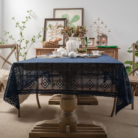 Vintage Häkelarbeit Tischdecke Baumwolle Spitze Rechteck Rund Tischabdeckung Für Esszimmer Couchtisch Heimdekor