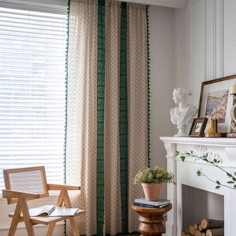 Vintage Amerikanischer Landhausstil Blumen Vorhänge Baumwolle Leinen Gehäkelt Hohl Patchwork Quasten Vorhänge Für Küche Wohnzimmer