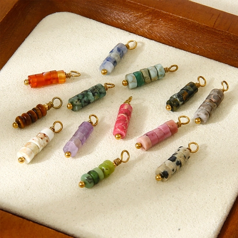 Pendentif en Pierre Naturelle Irrégulière Bohème en Acier Inoxydable Plaqué Or 18K Breloques Bijoux DIY pour Boucles d'Oreilles