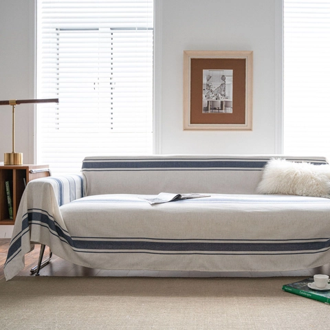 Funda de Sofá a Rayas Estilo Americano Manta Multifuncional de Poliéster Para Decoración de Sala de Estar Protector de Muebles