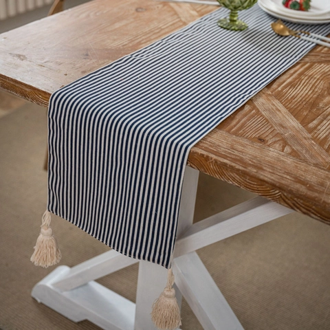 Camino De Mesa Moderno De Mezcla De Algodón Con Borlas Camino De Mesa Con Estampado De Rayas Floral Marmol Para Comedor Fiesta Hogar Boda Decoracion De Mesa