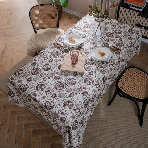 Tovaglia in Misto Cotone Lino Stampa Vintage Americana Rettangolare Lavabile per Cucina Sala da Pranzo Arredamento Casa