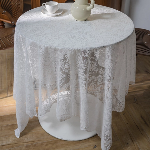 French Vintage Lace Tablecloth Embroidered Floral Beaded Pearl Edge Mesh Photography Background Rectangle Table Cover Home Decor