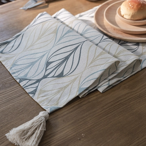 Camino de Mesa Vintage con Estampado Floral Estilo Nórdico Mezcla de Poliéster y Algodón Camino de Mesa con Borlas para Comedor Cocina