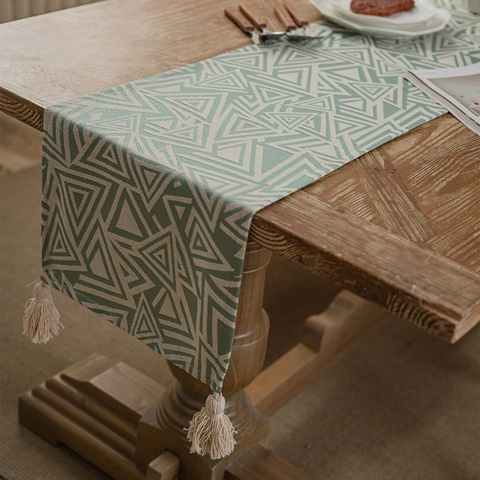 Runner da Tavolo Geometrico Moderno Con Nappe Jacquard Nordico in Poliestere Cotone Tovaglia per Sala da Pranzo Mobile TV Decorazione