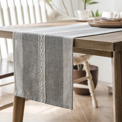 Camino de Mesa Jacquard Geométrico Nórdico Con Borla Mantel de Poliéster para Mesa de Comedor Cocina Boda Fiesta Decoración Hogar