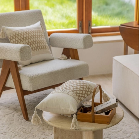 Fodera per Cuscino Jacquard Geometrico Boho Con Nappine Stile Americano Decorativo Poliestere Federa per Divano Casa Decor