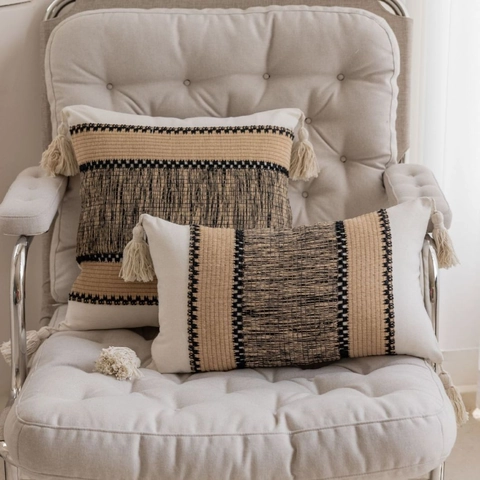 Bohemian Jacquard Kissenbezug Mit Quaste Polyester Dekorativer Kissenbezug Für Sofa Wohnzimmer Heimdeko Ohne Füllung